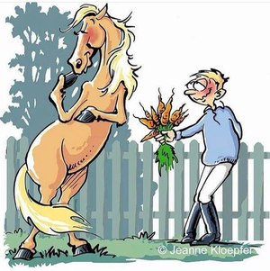 Карикатура: лошади предлагают лакомство — морковь